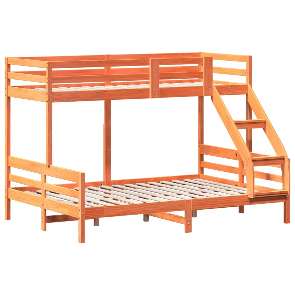 Bunk Bed 80x200/140x200 cm Wax Brown Solid Wood Pine