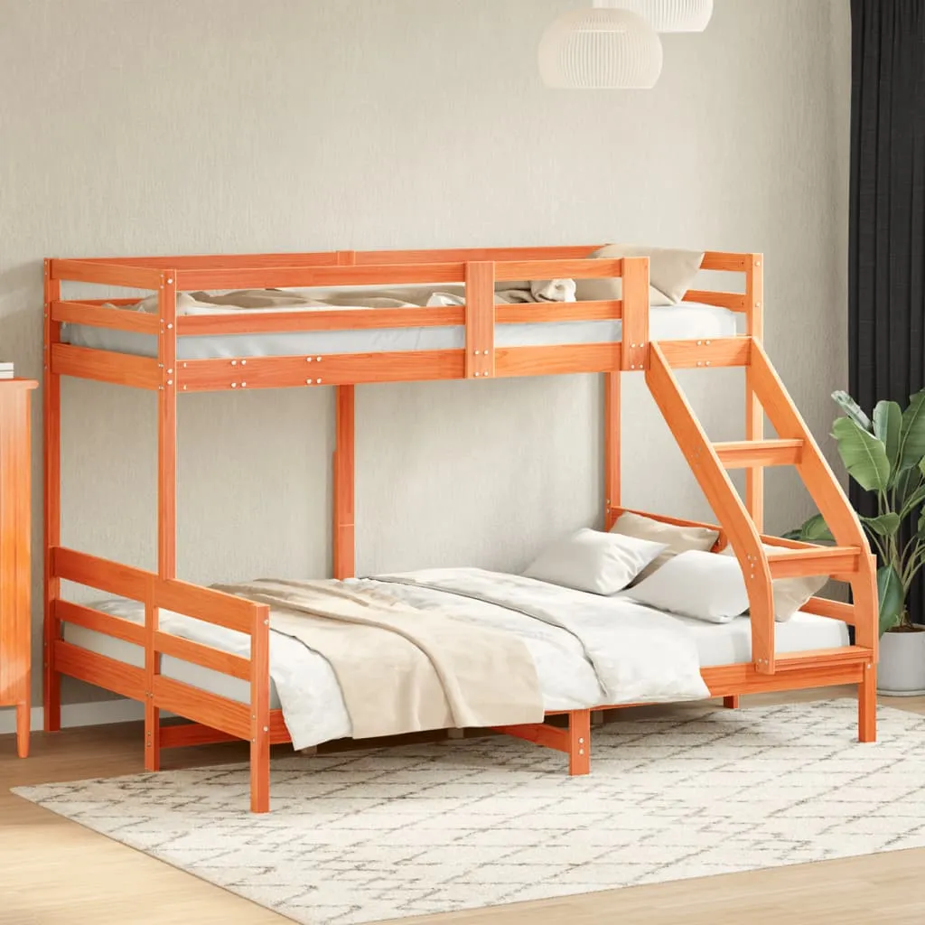 Bunk Bed 80x200/140x200 cm Wax Brown Solid Wood Pine