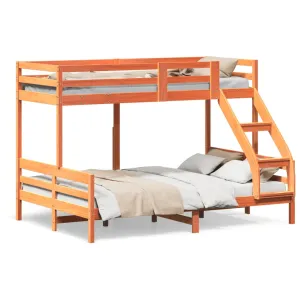 Bunk Bed 80x200/140x200 cm Wax Brown Solid Wood Pine