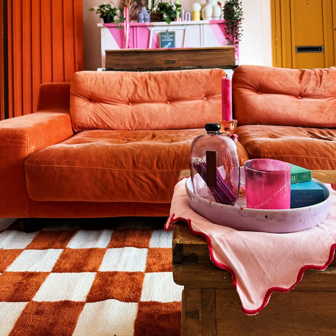 Burnt Orange Retro Rug - Maze Rust