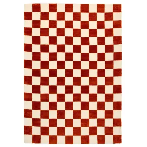 Burnt Orange Retro Rug - Maze Rust