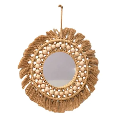 CALANDIS™ Hanging Wall Mirror Hand Woven Macrame Multifunctional for Festival Delicate Style C - Mirrors