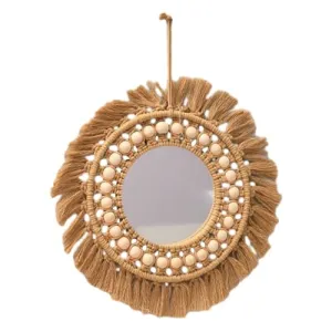 CALANDIS™ Hanging Wall Mirror Hand Woven Macrame Multifunctional for Festival Delicate Style C - Mirrors