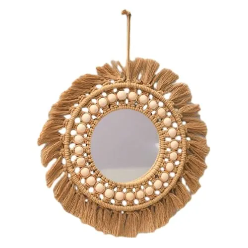 CALANDIS™ Hanging Wall Mirror Hand Woven Macrame Multifunctional for Festival Delicate Style C - Mirrors