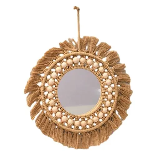 CALANDIS™ Hanging Wall Mirror Hand Woven Macrame Multifunctional for Festival Delicate Style C - Mirrors