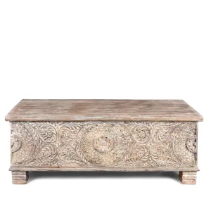 Carved Blanket Chest Made From Old Teak Wood