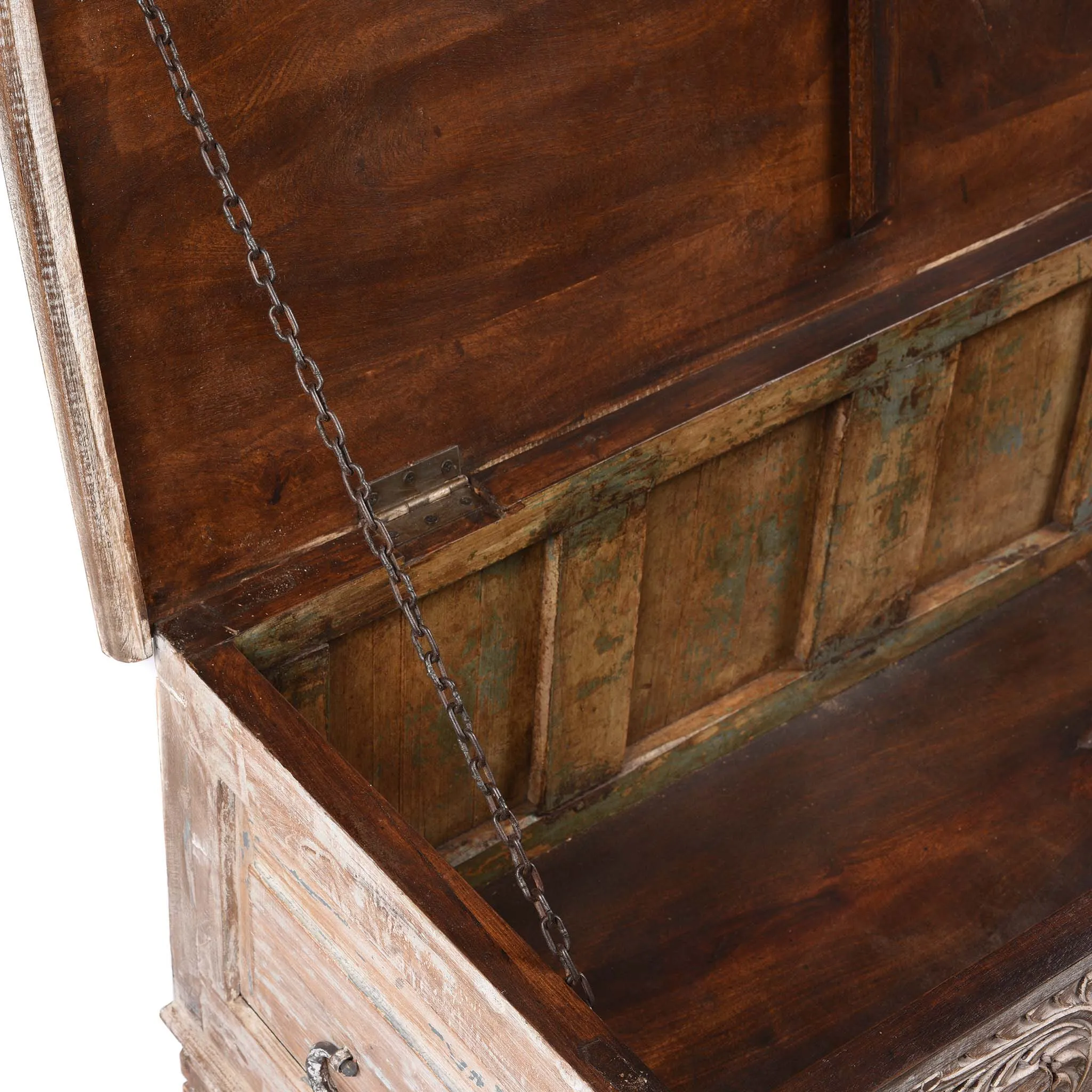 Carved Blanket Chest Made From Old Teak Wood