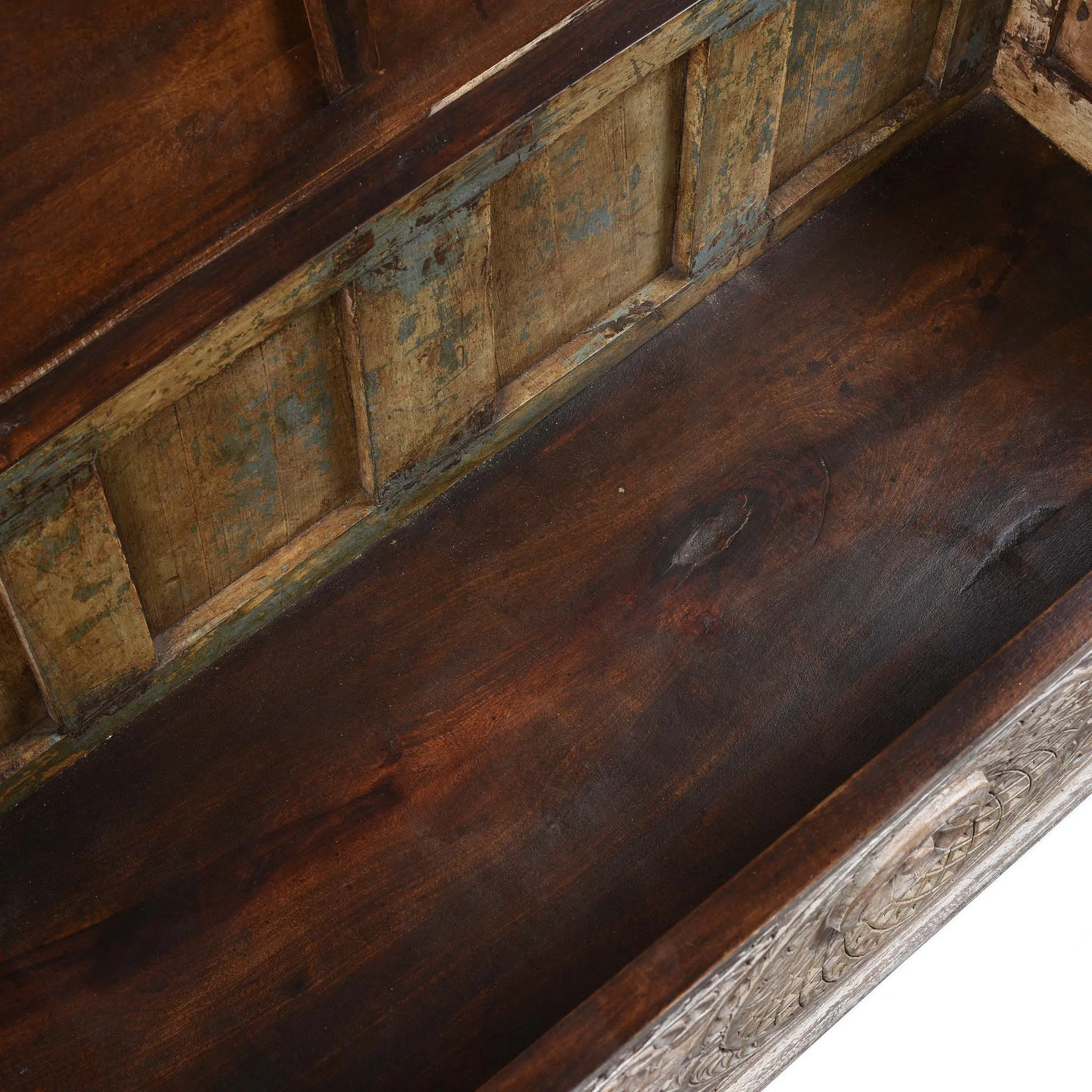 Carved Blanket Chest Made From Old Teak Wood