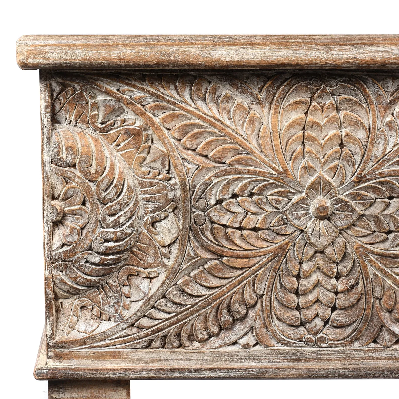 Carved Blanket Chest Made From Painted Teak & Mango Wood