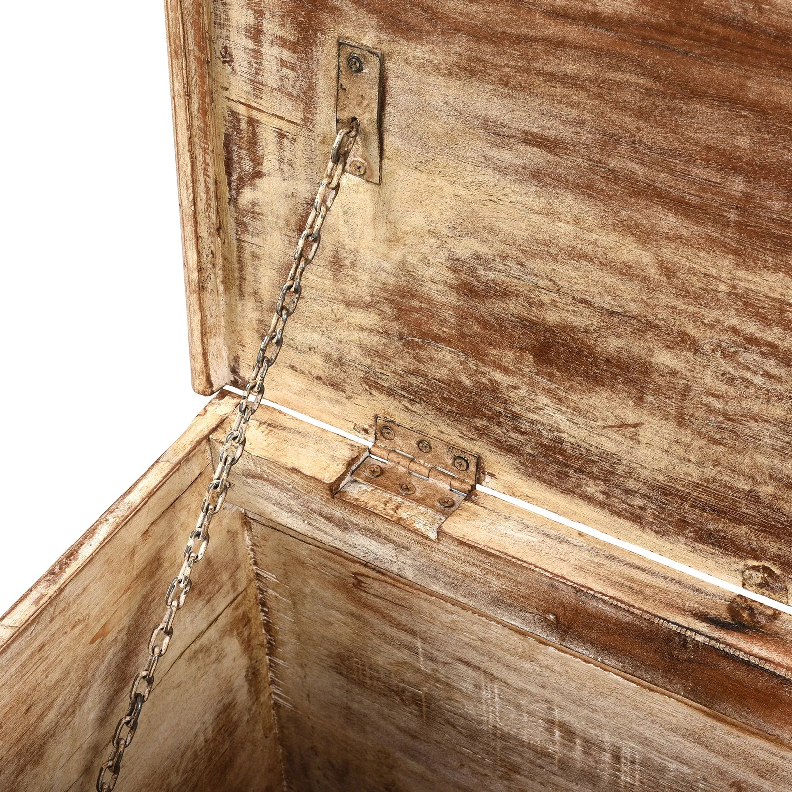 Carved Blanket Chest Made From Reclaimed Ceiling Panels