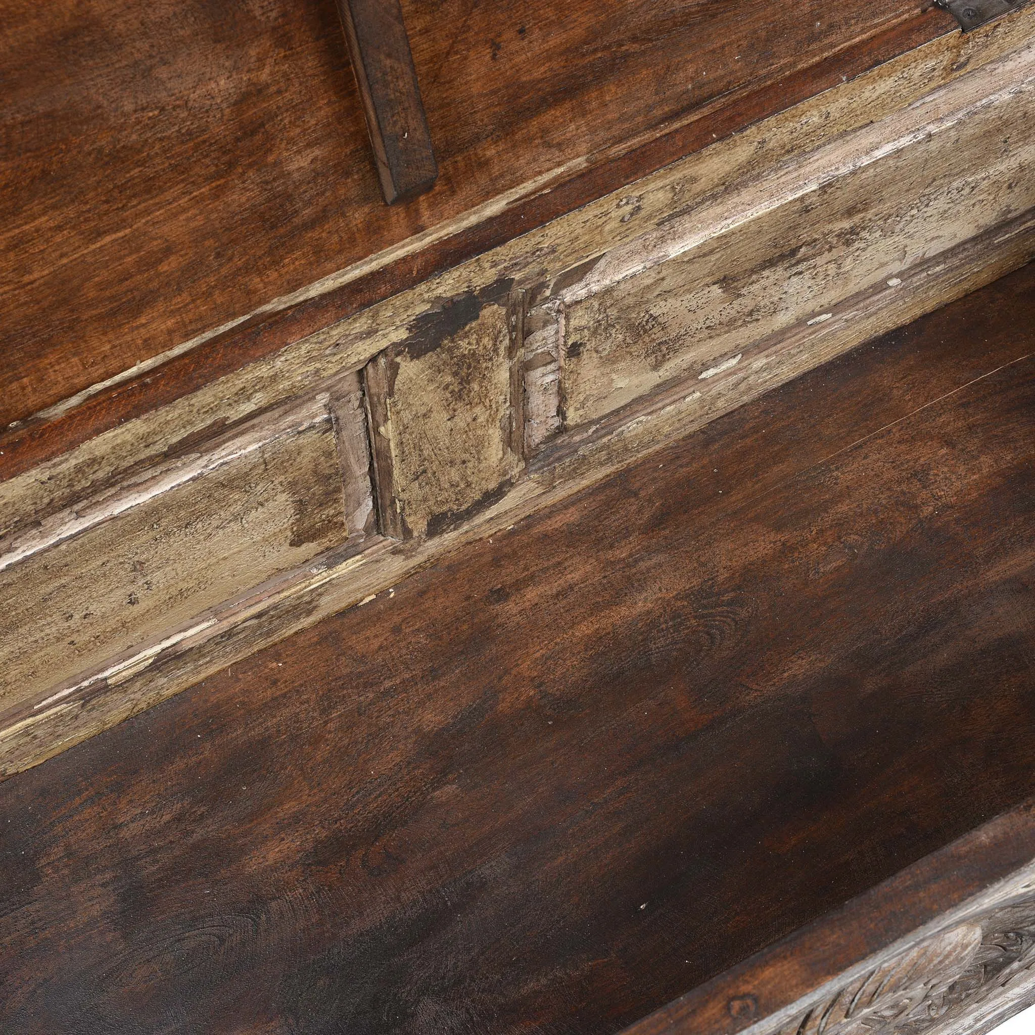 Carved Blanket Chest Made From Reclaimed Painted Teak