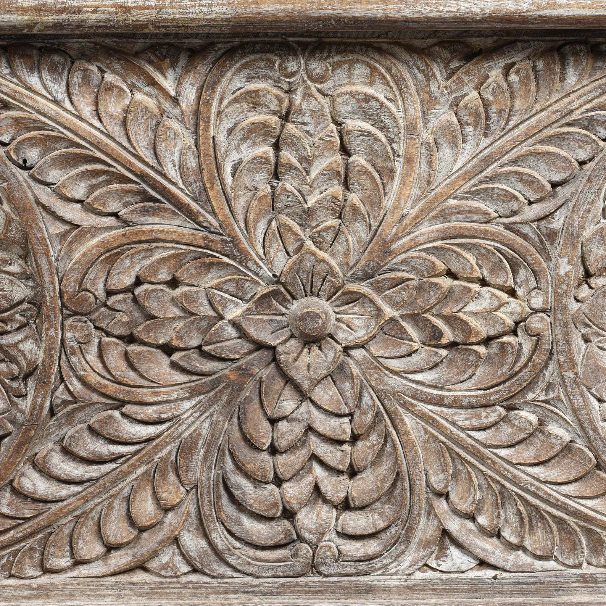 Carved Blanket Chest Made From Reclaimed Painted Teak