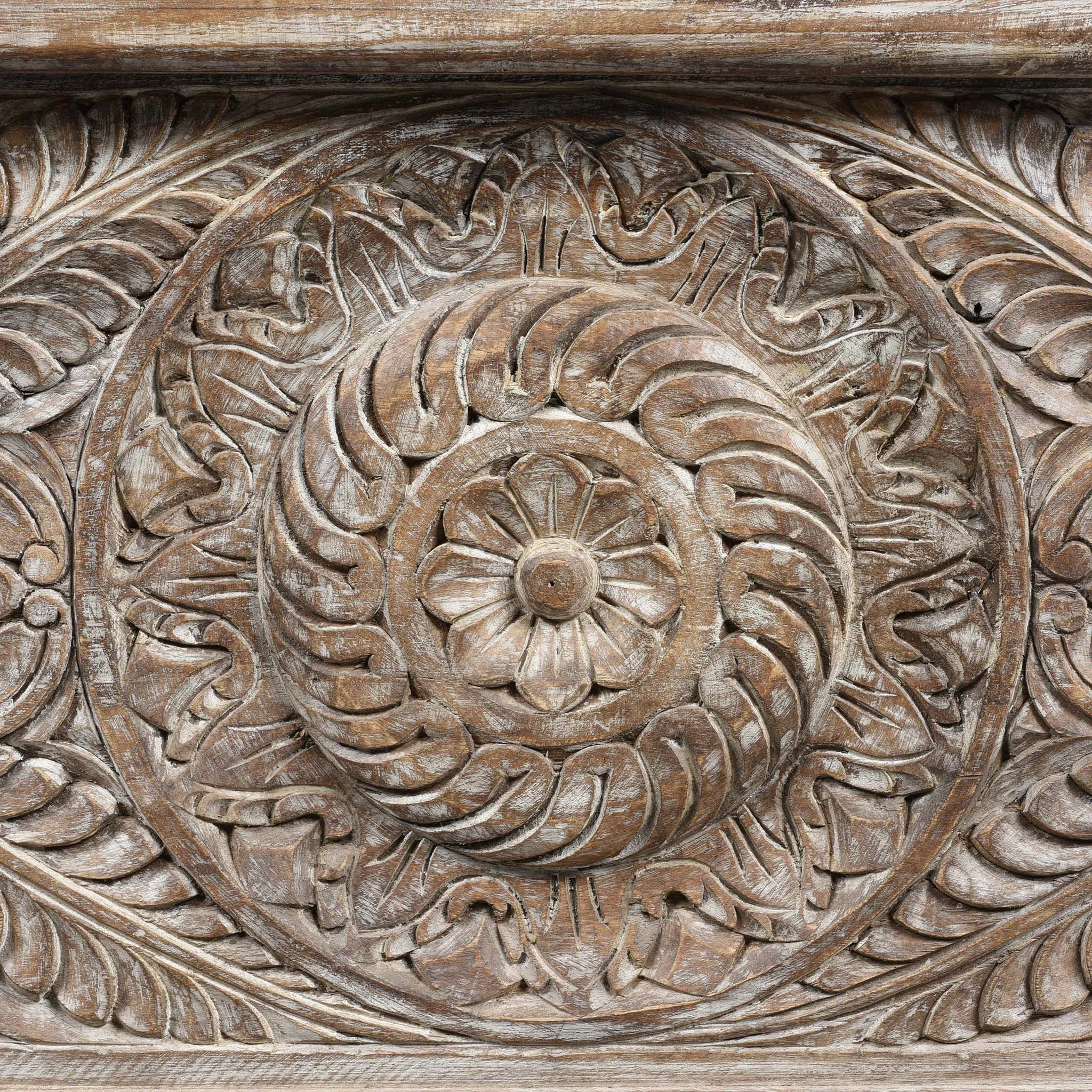 Carved Blanket Chest Made From Reclaimed Painted Teak