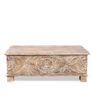 Carved Blanket Chest Made From Reclaimed Teak & Mango Wood