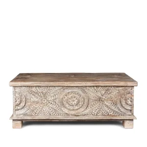 Carved Blanket Chest Made From Reclaimed Teak