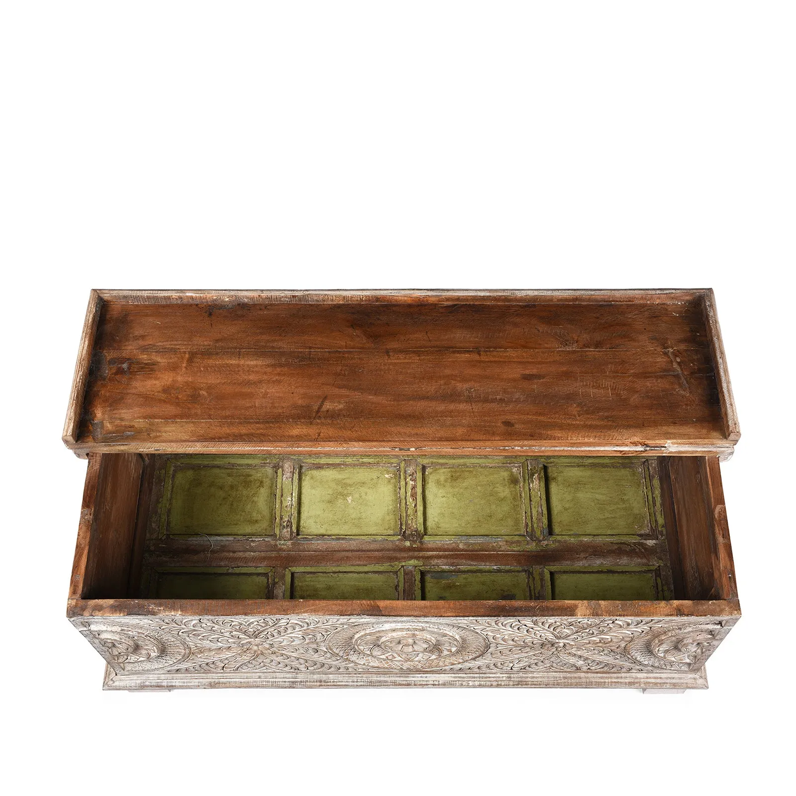 Carved Blanket Chest Made From Reclaimed Teak
