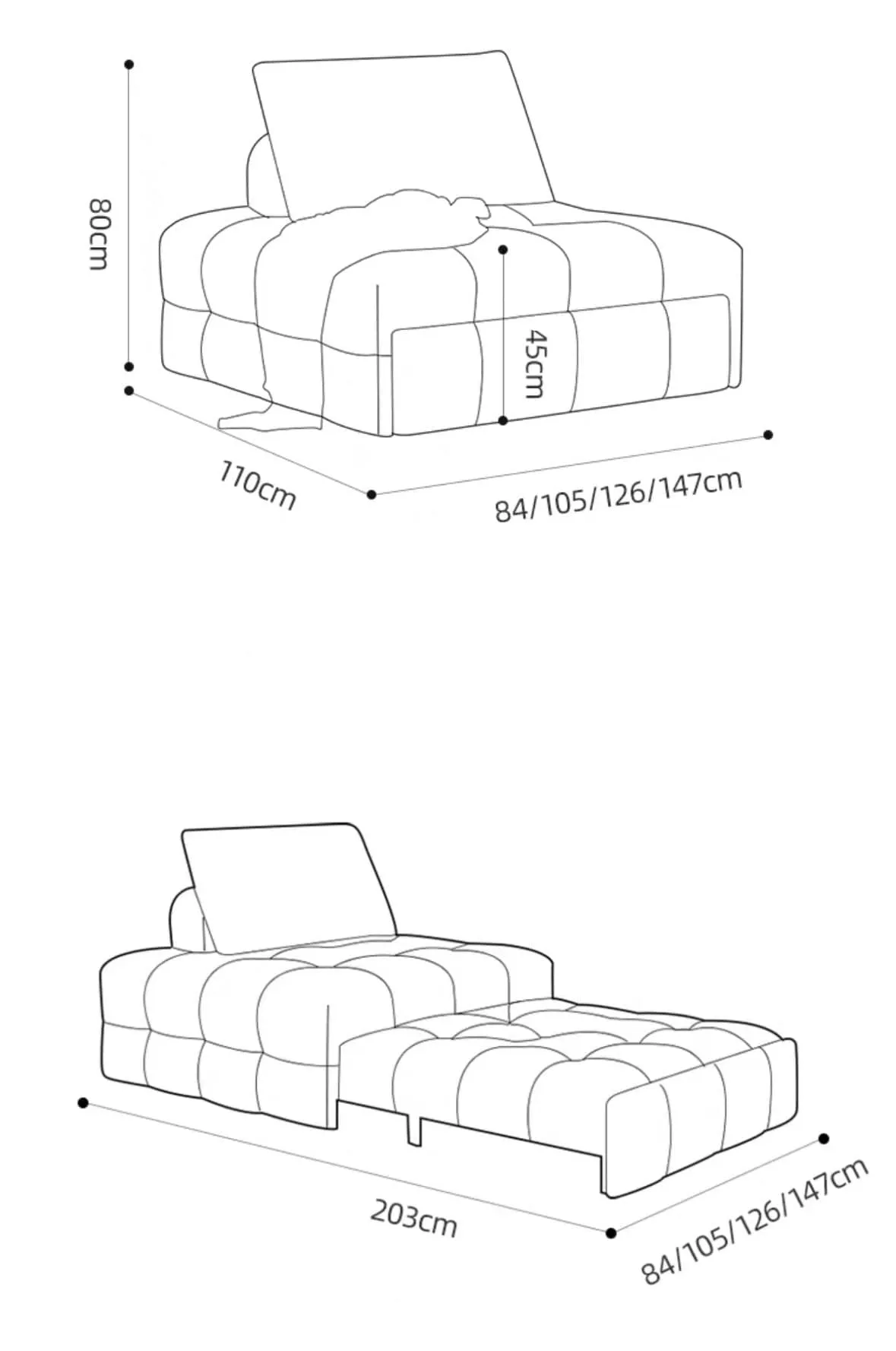 Cecil Tufted Pull-out Scratch Resistant Sofa Bed