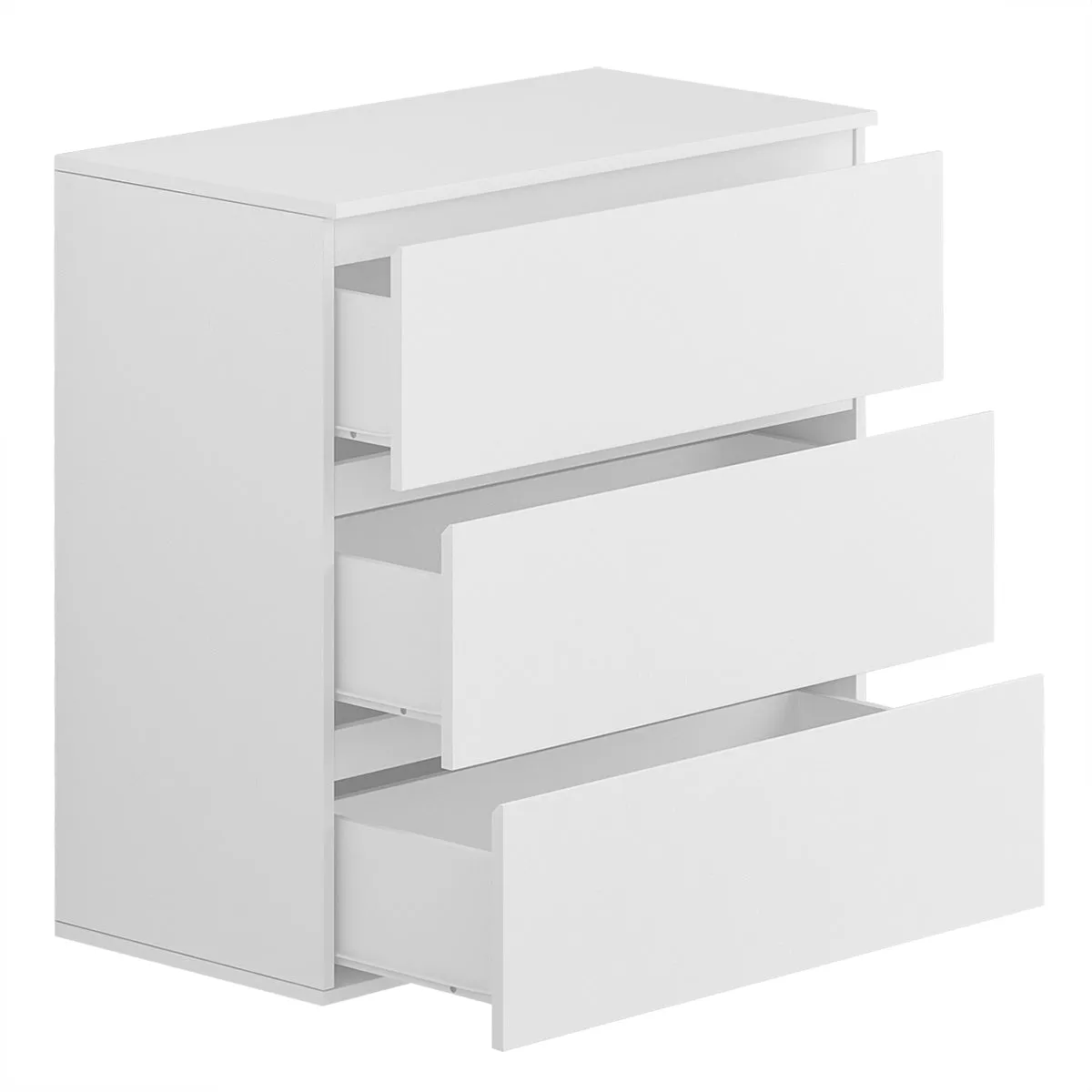 Chest of 3 Drawers Storage Dresser White Sideboard with 3 Drawers No-Handle Organizer