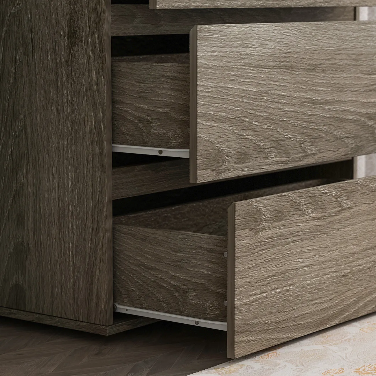 Chest of 3 Drawers Storage Dresser White Sideboard with 3 Drawers No-Handle Organizer