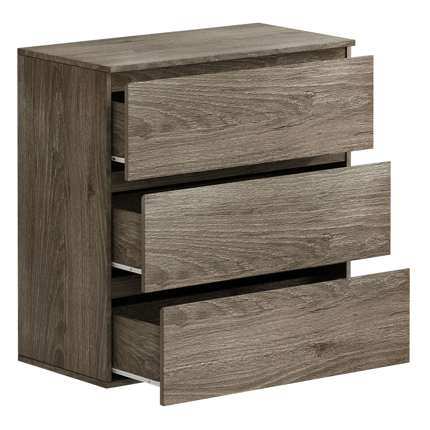 Chest of 3 Drawers Storage Dresser White Sideboard with 3 Drawers No-Handle Organizer