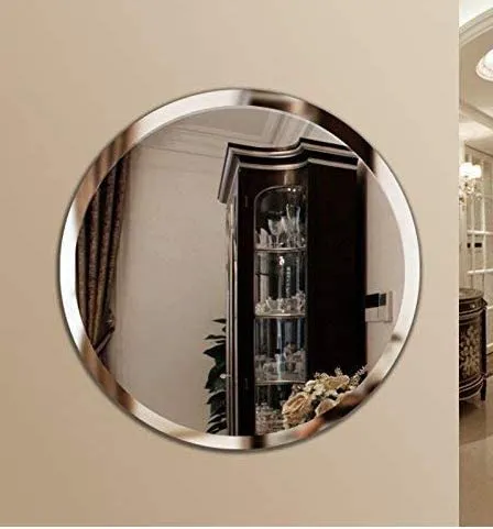 Cheval Glasses Round Shape Frameless Mirror for Bathroom Washbasin for Wall - 18 x 18 Inches.