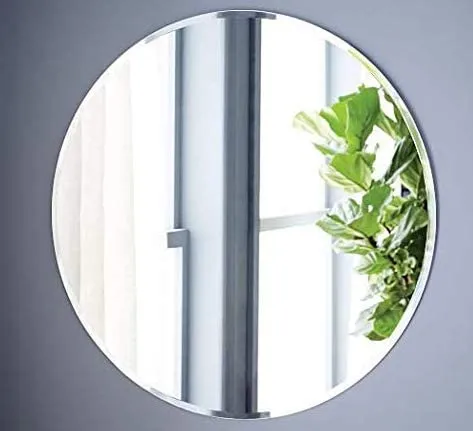 Cheval Glasses Round Shape Frameless Mirror for Bathroom Washbasin for Wall - 18 x 18 Inches.