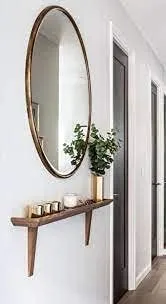 Cheval Glasses Round Wall Mirror with Golden Frame for wash Basin/Living Room/Bathroom /21 X 21 Inches