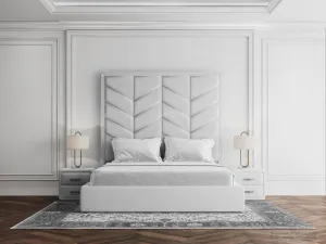 Chevron Feature Wall Headboard Bed