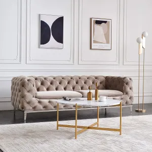 Chintamani Décor Handmade Coffee Table | Marble Top Coffee Table | Living Room Coffee Table | End Table for Bedroom | Coffee Table for Hall | Coffee Table Office - Gold ST-09