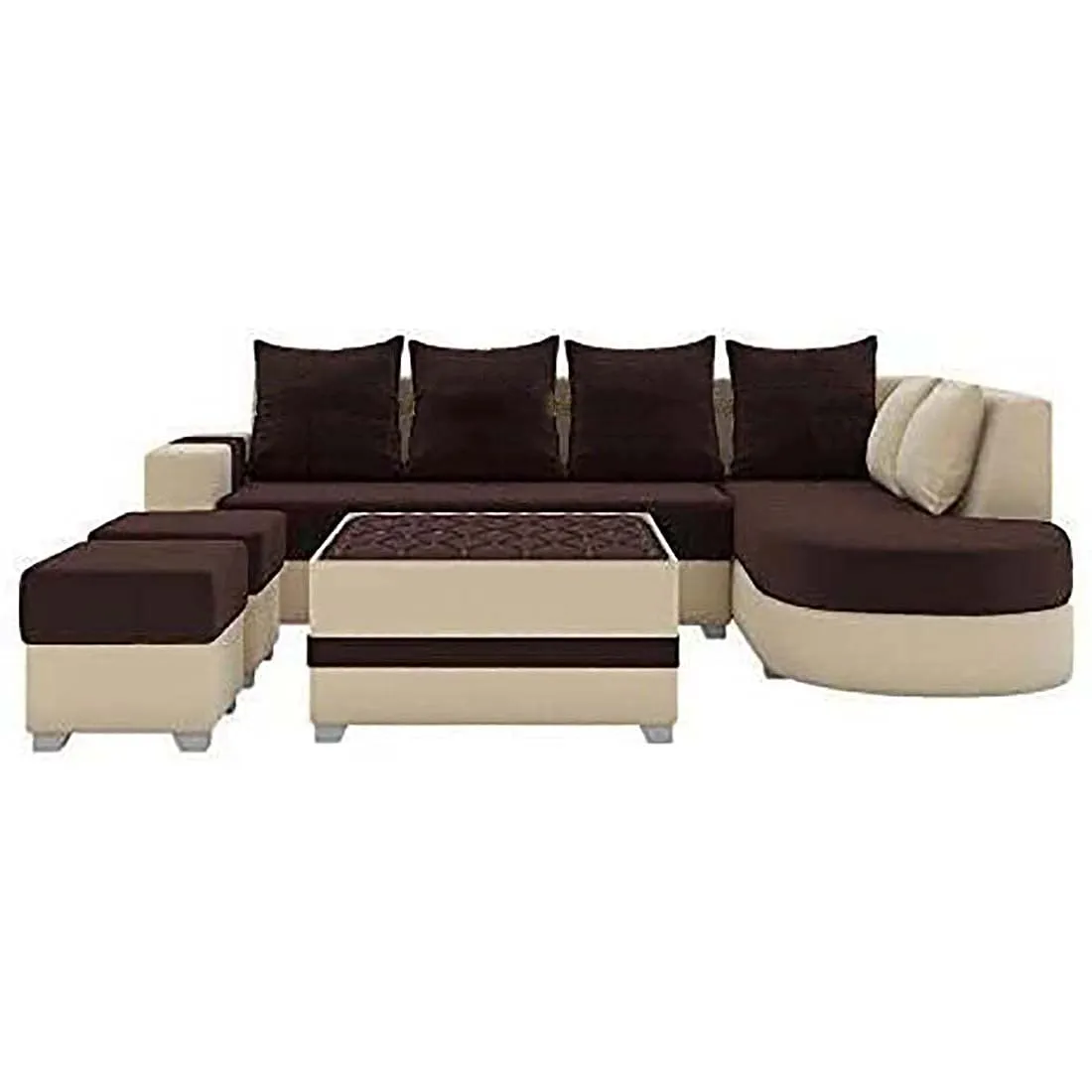 Christie L Shape  Sofa Set with Centre Table and 2 Puffy