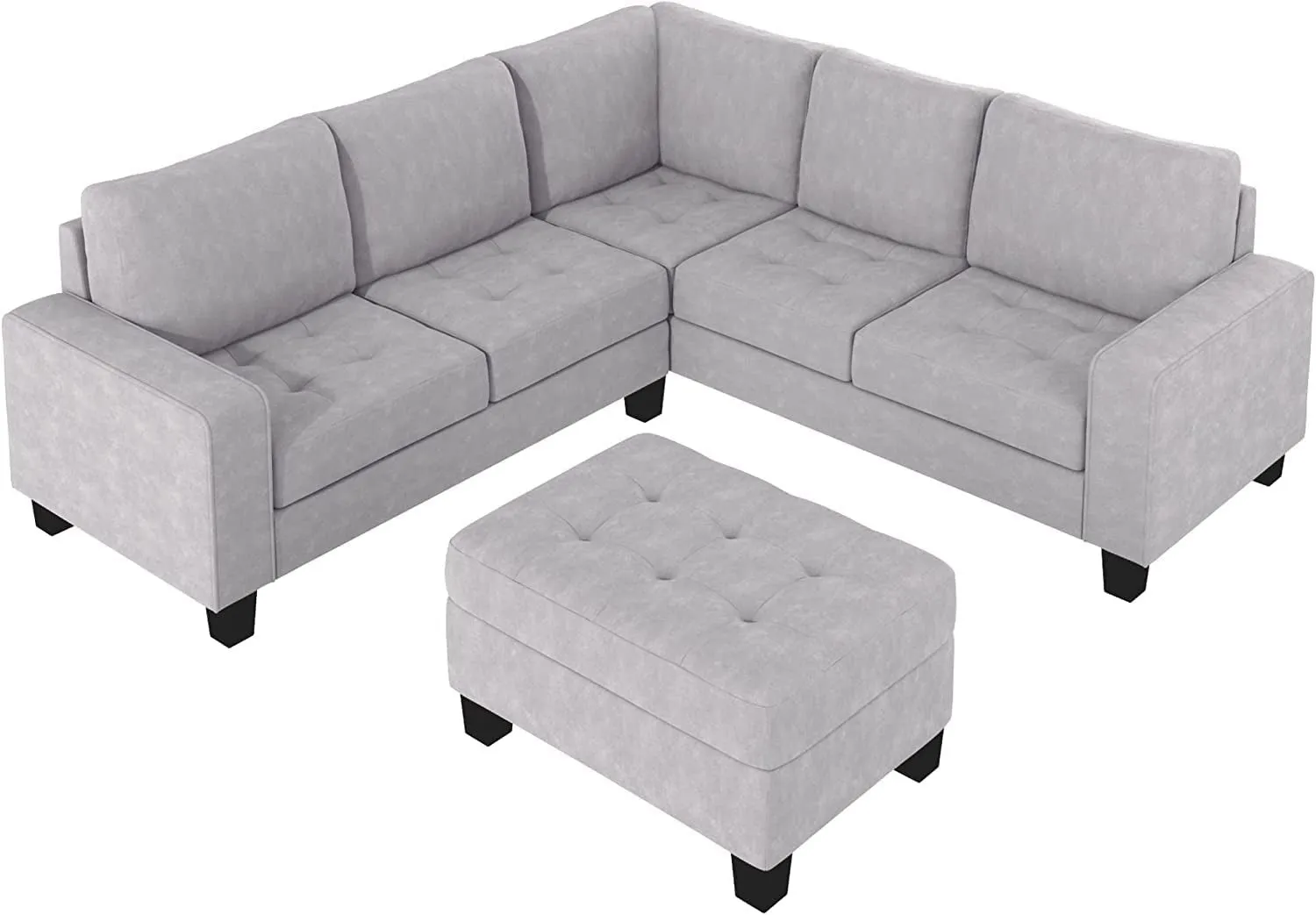 Christopher 5 Seater L Shape Fabric Sofa With Ottoman