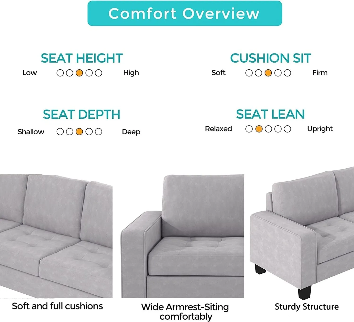Christopher 5 Seater L Shape Fabric Sofa With Ottoman