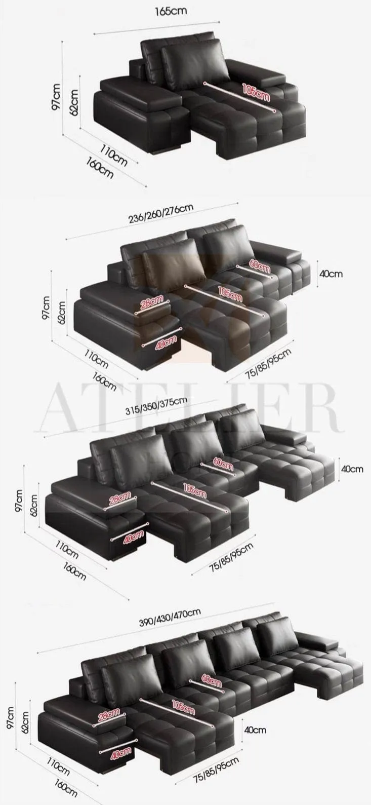 Claymore Electric Motorized Leather Sofa Bed