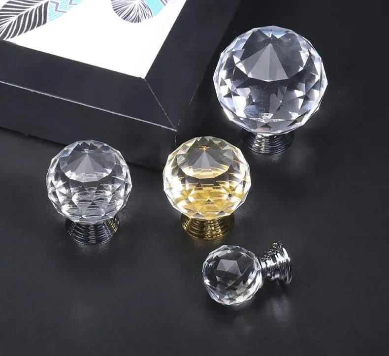 Colourful Crystal Glass Cabinet Knobs Kitchen Furniture