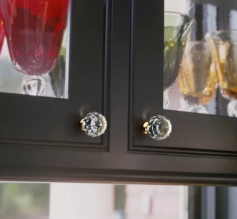Colourful Crystal Glass Cabinet Knobs Kitchen Furniture