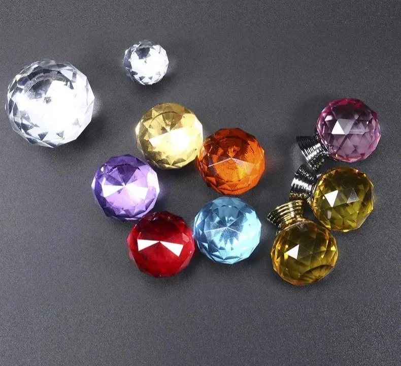 Colourful Crystal Glass Cabinet Knobs Kitchen Furniture