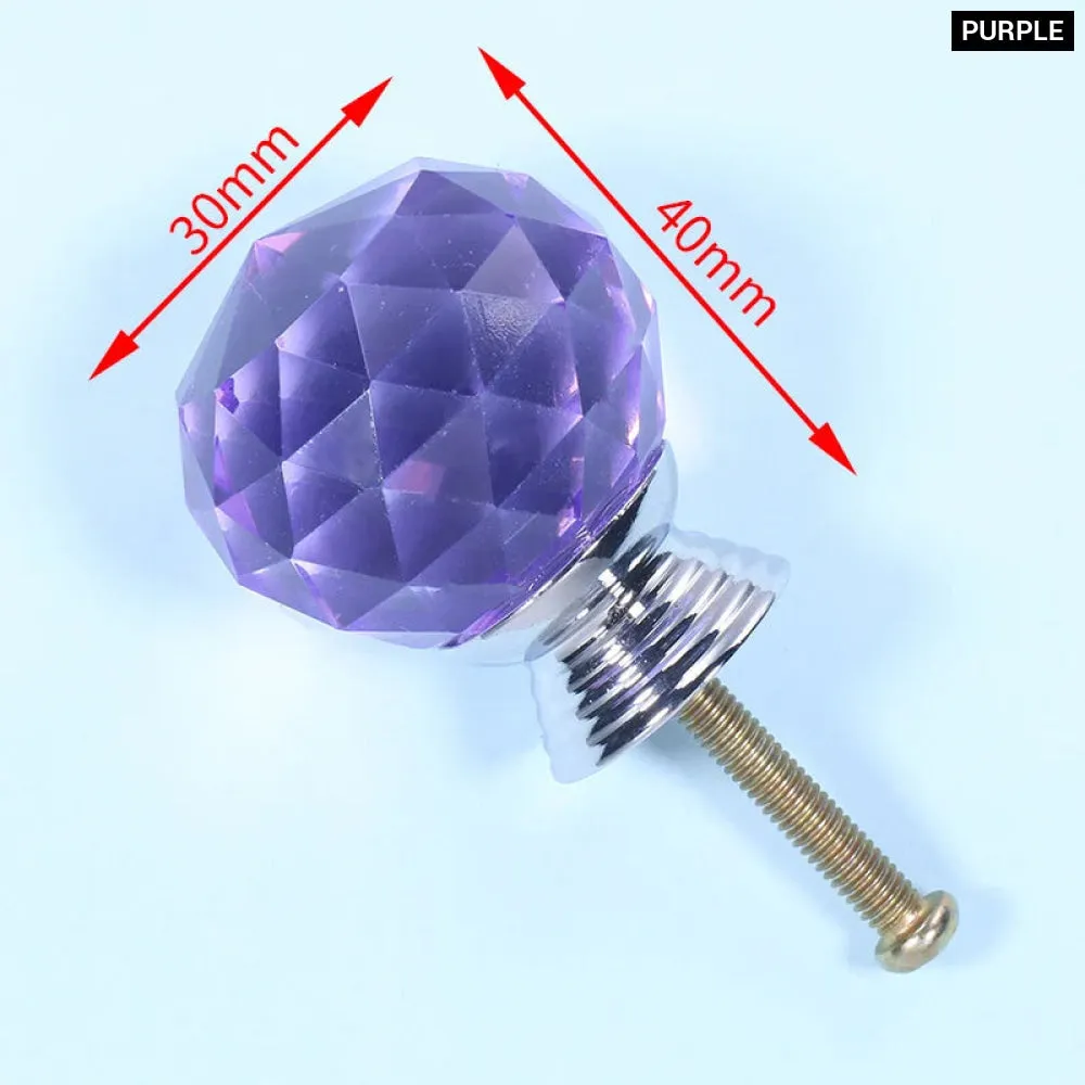 Colourful Crystal Glass Cabinet Knobs Kitchen Furniture