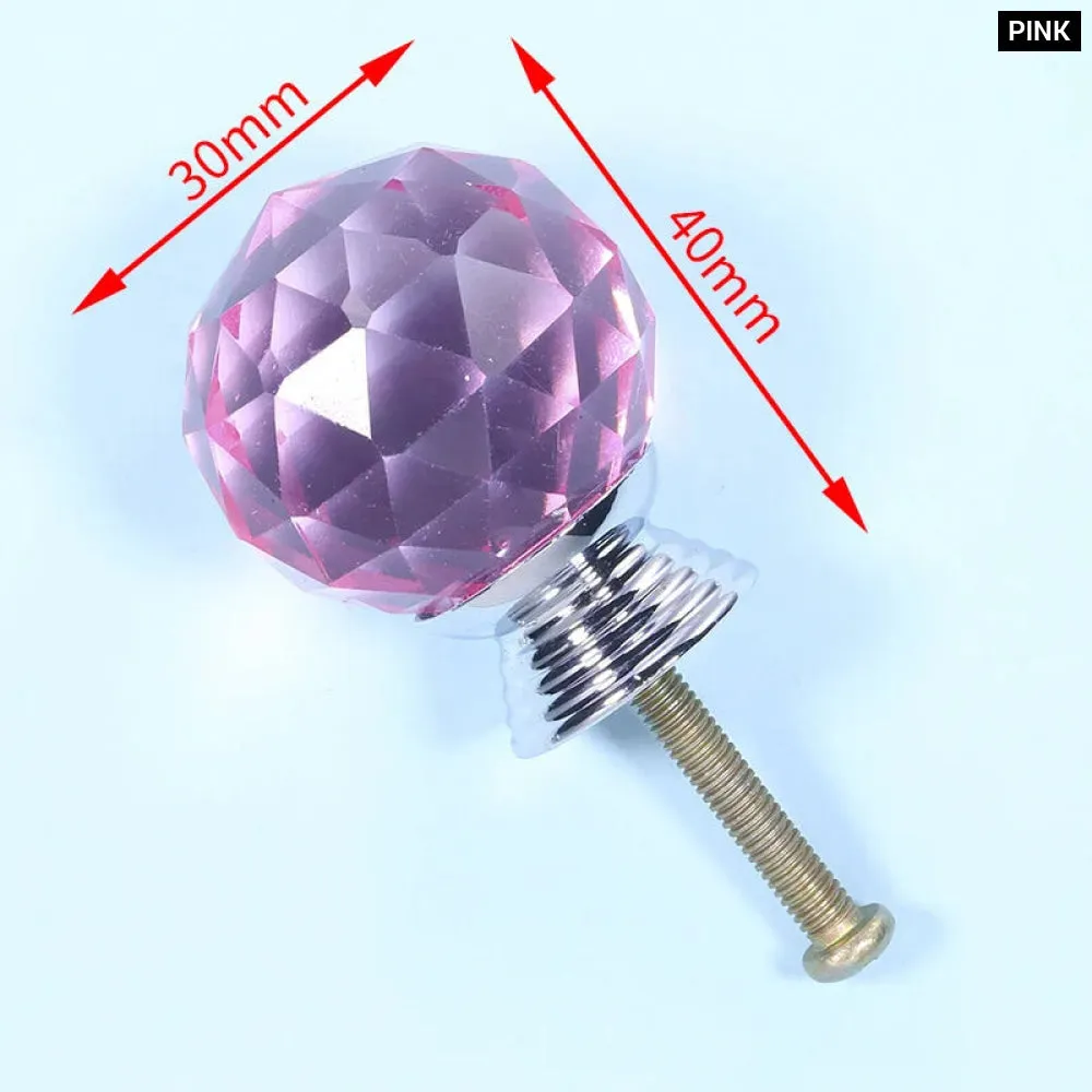 Colourful Crystal Glass Cabinet Knobs Kitchen Furniture