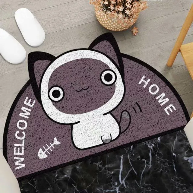 Cozy Cat Welcome: Semi-Circle Kitty Cat Mat
