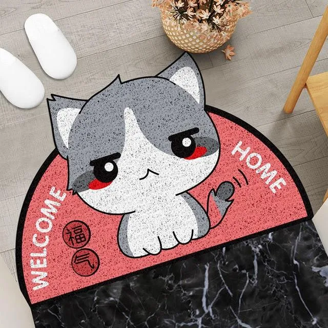 Cozy Cat Welcome: Semi-Circle Kitty Cat Mat