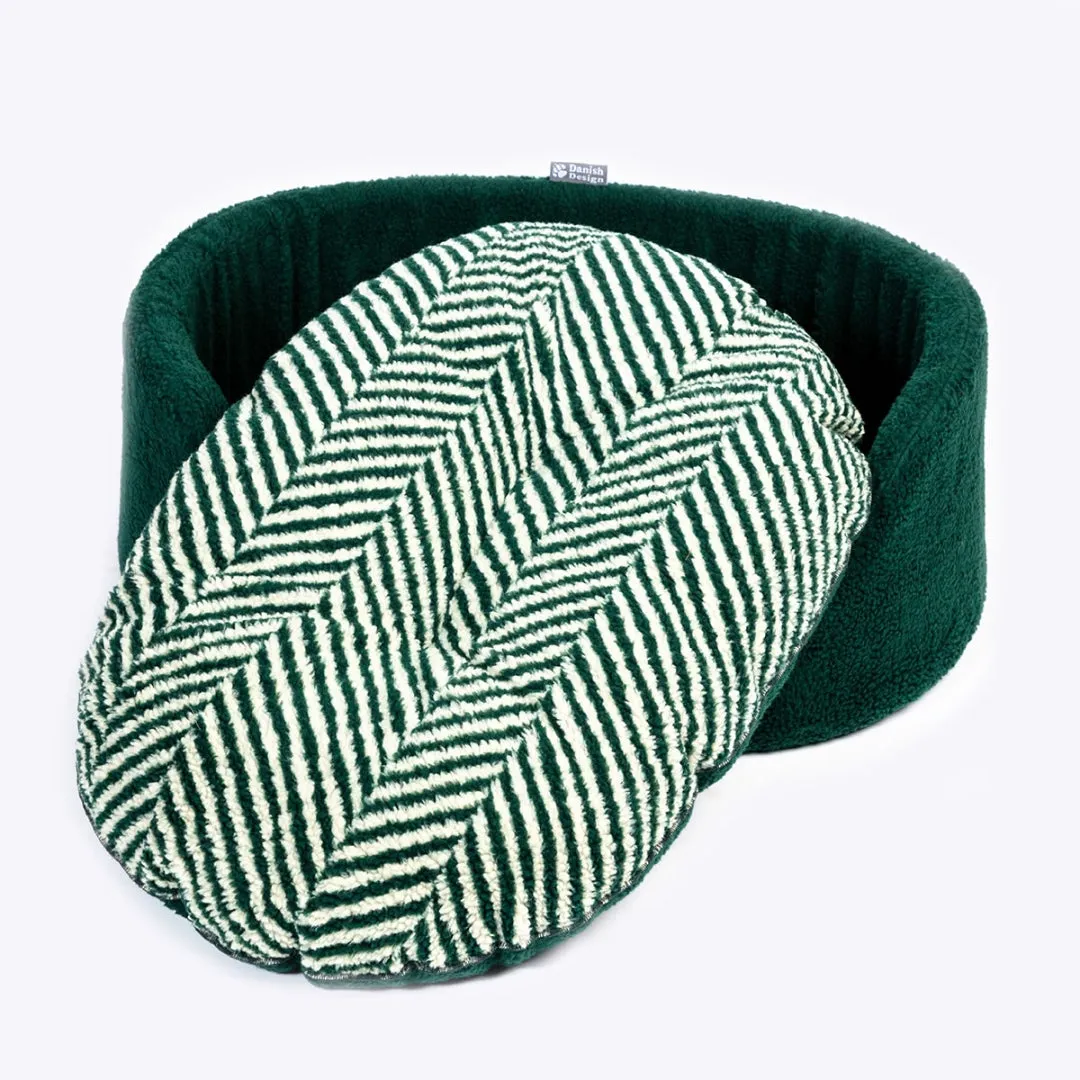 Danish Design Green Herringbone Sherpa Fleece Slumber Dog Bed