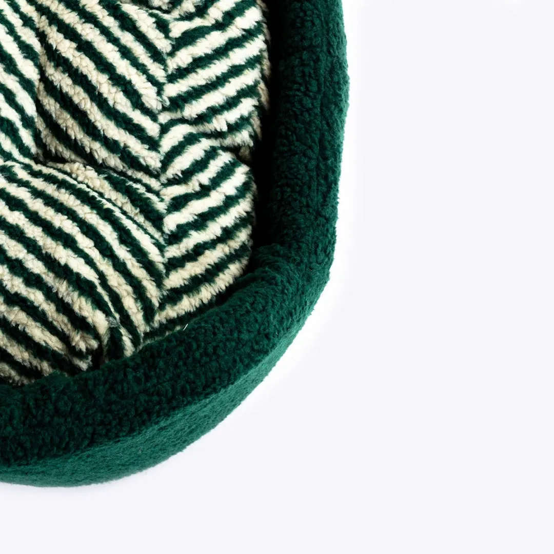 Danish Design Green Herringbone Sherpa Fleece Slumber Dog Bed