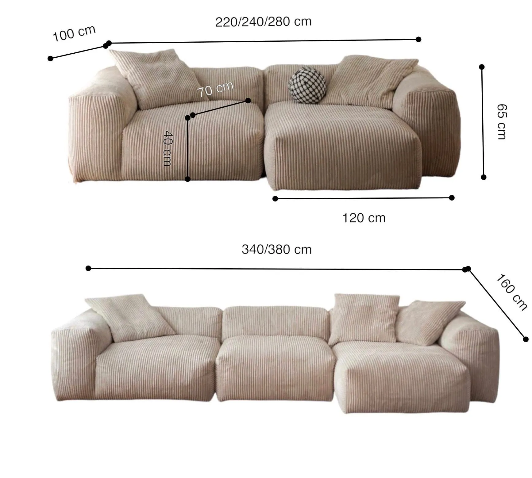 Dante Corduroy Sectional Sofa