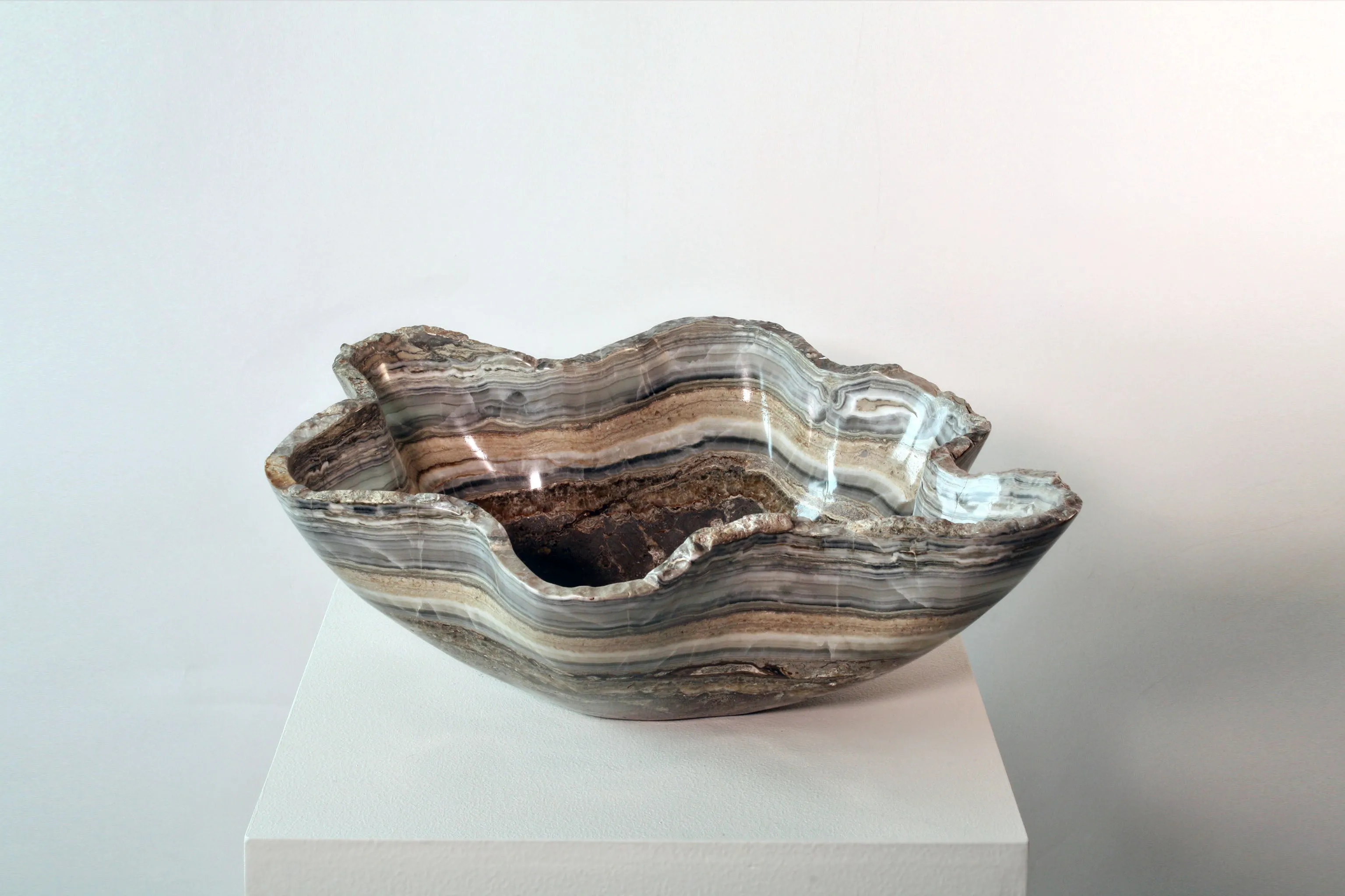 Decorative Stone Bowl, Gray Onyx