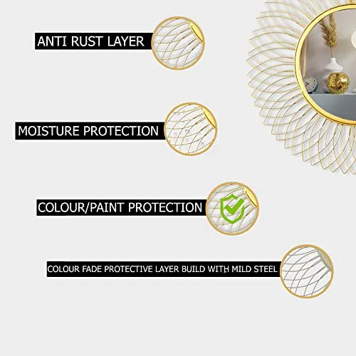 Decorative Sunburst Wall Mirror, 60 cm Diameter, Gold