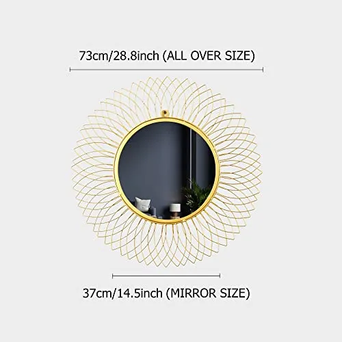 Decorative Sunburst Wall Mirror, 60 cm Diameter, Gold
