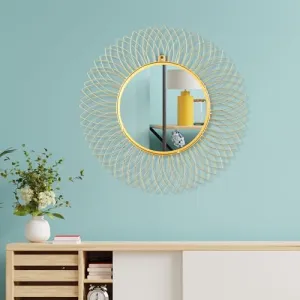 Decorative Sunburst Wall Mirror, 60 cm Diameter, Gold