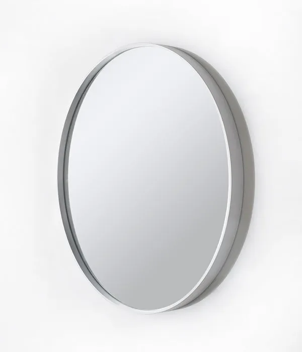 Deep Frame Round Mirror White