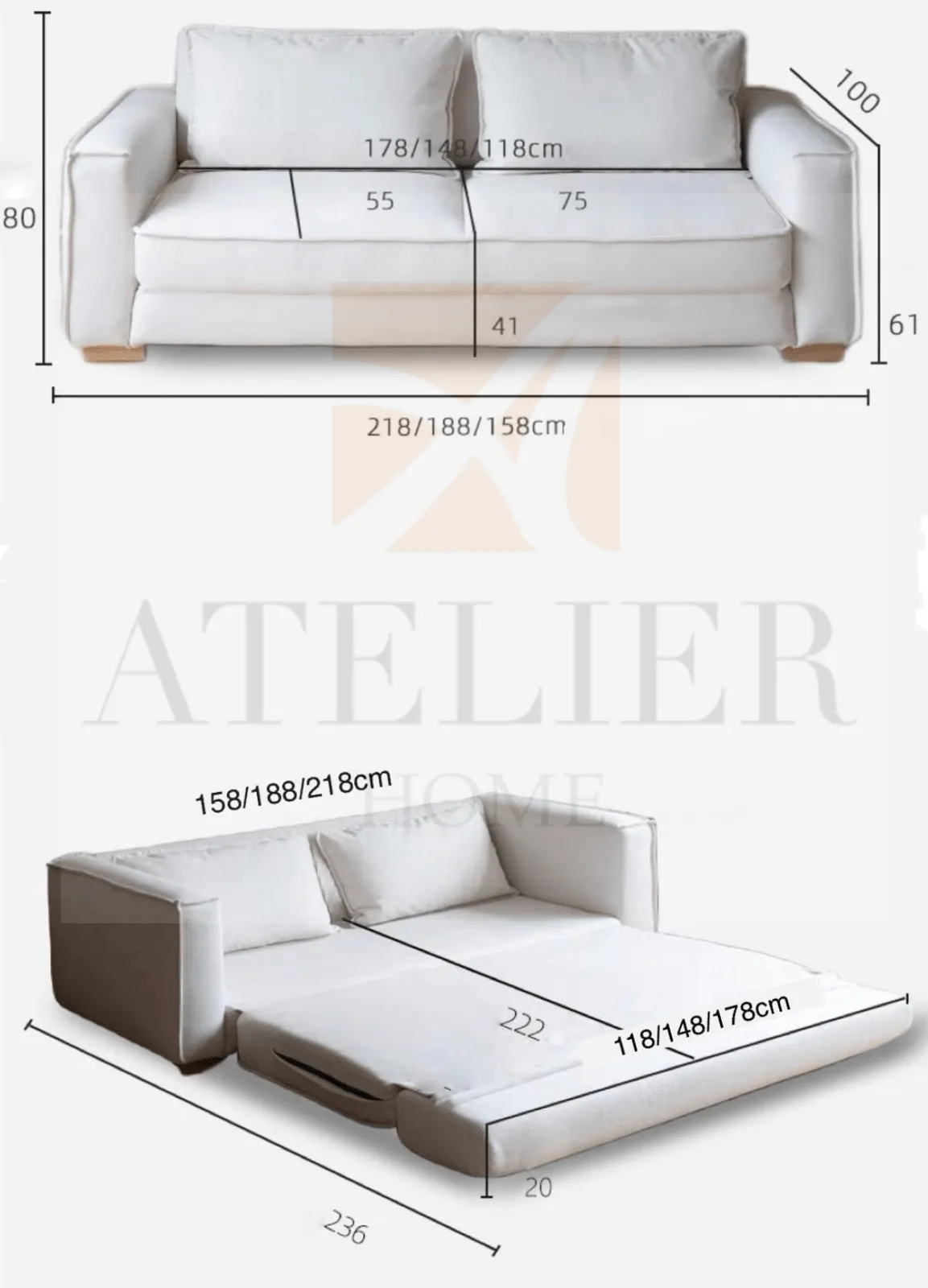 Donna Scratch Resistant Foldable Sofa Bed with Mattress