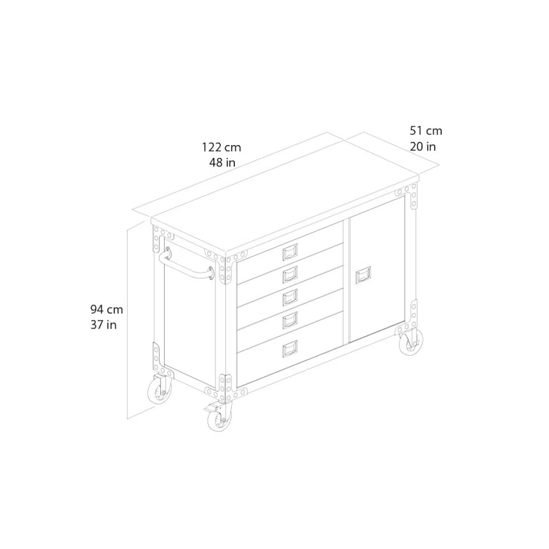 Duramax 48 in. 5-Drawers Rolling Tool Chest with Wood Top